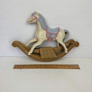 Vtg 80/90 Rocking Horse Burwood Productions Wall Decor Resin Plastic Pink Purple